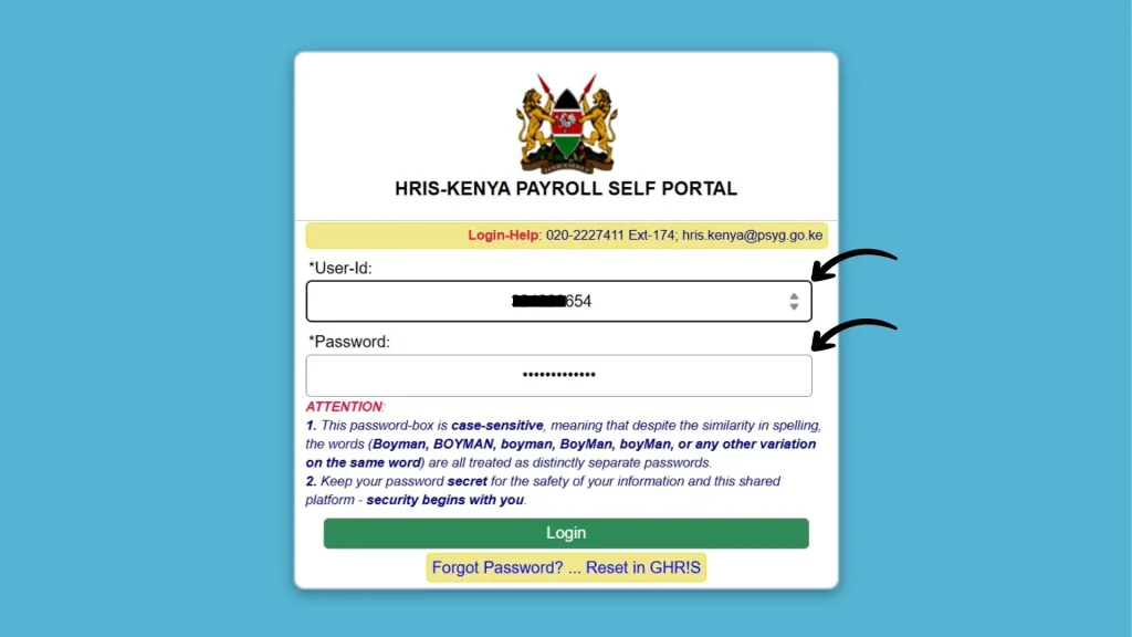 UHR Payslip Kenya: How to Log In, Download, and View Your Payslip Online 5 enter your user ID and password